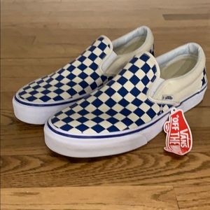 Vans Men Blue Checkered Slip On size 9